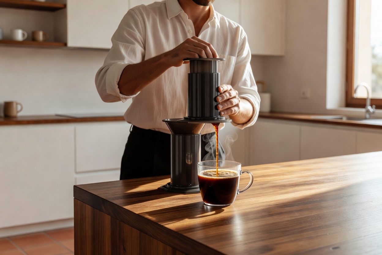 Preparación de café con Aeropress