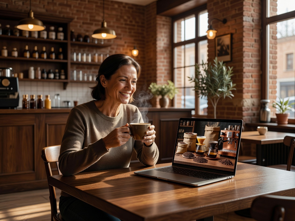 Cliente disfrutando de un café de especialidad