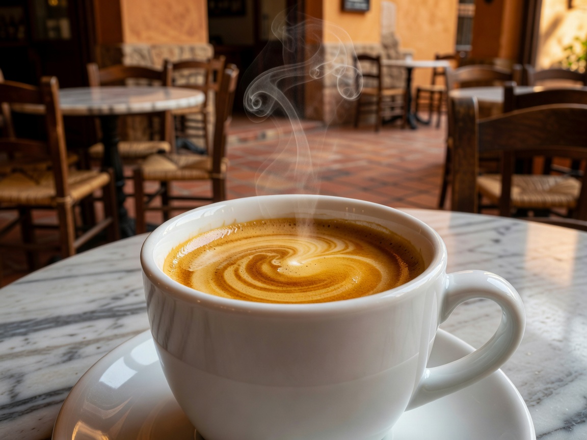 Café espresso recién extraído